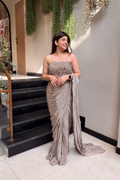 Saba Hand Embroidered Corset Drape Saree