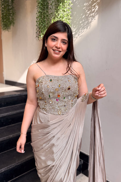 Saba Hand Embroidered Corset Drape Saree
