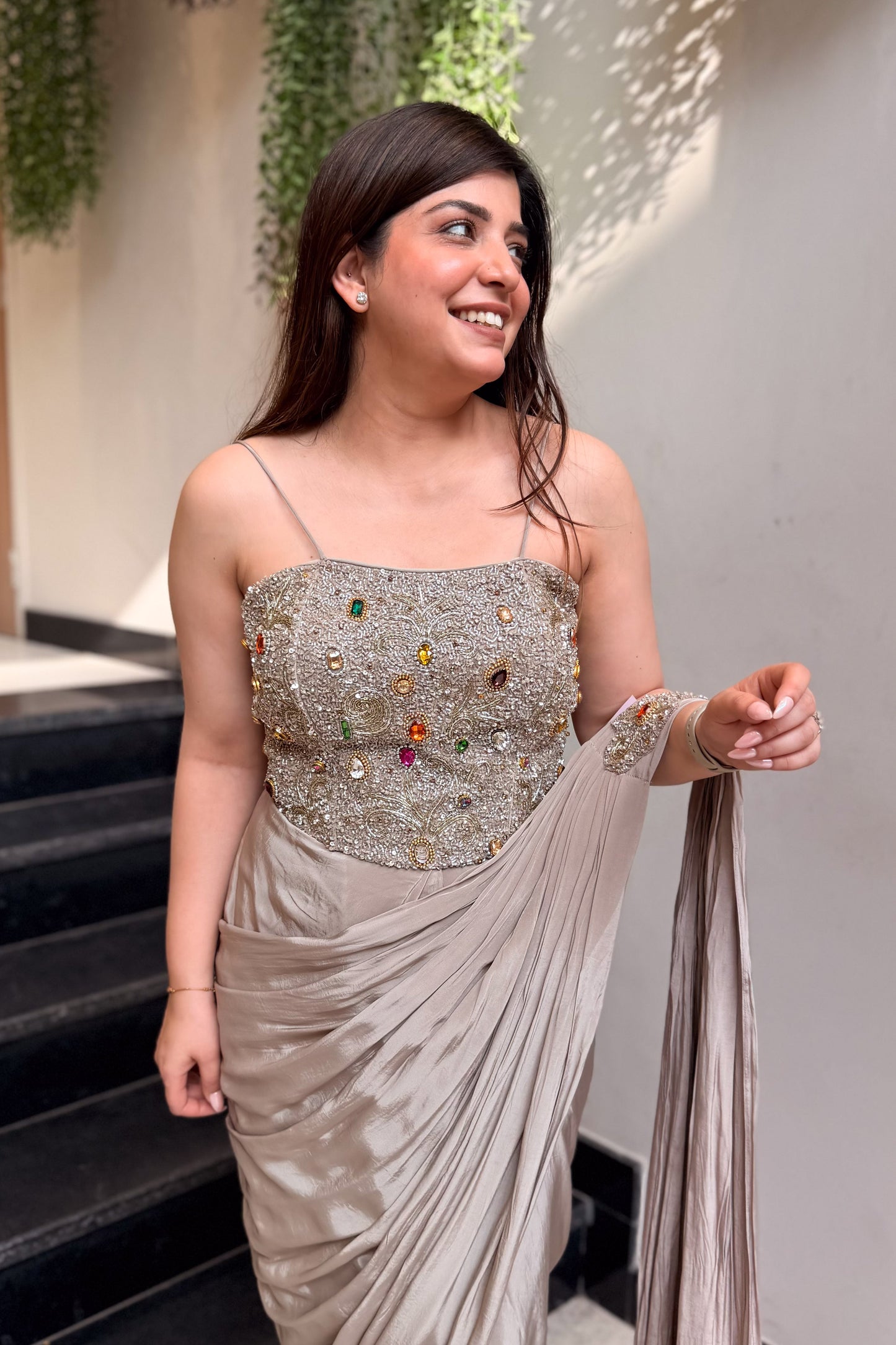 Saba Hand Embroidered Corset Drape Saree