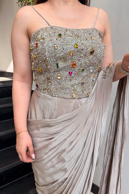 Saba Hand Embroidered Corset Drape Saree