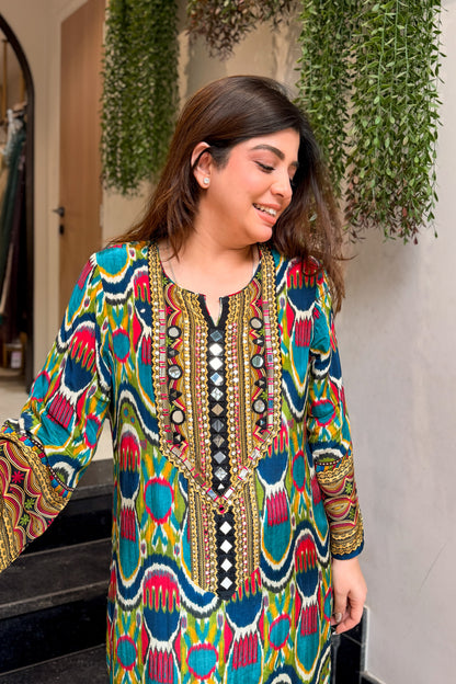 Aizara Printed & Embroidered Co ord Set