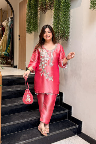 Ravisha Embroidered Co ord Set with Potli