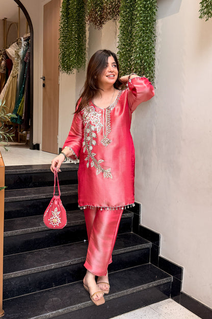 Ravisha Embroidered Co ord Set with Potli