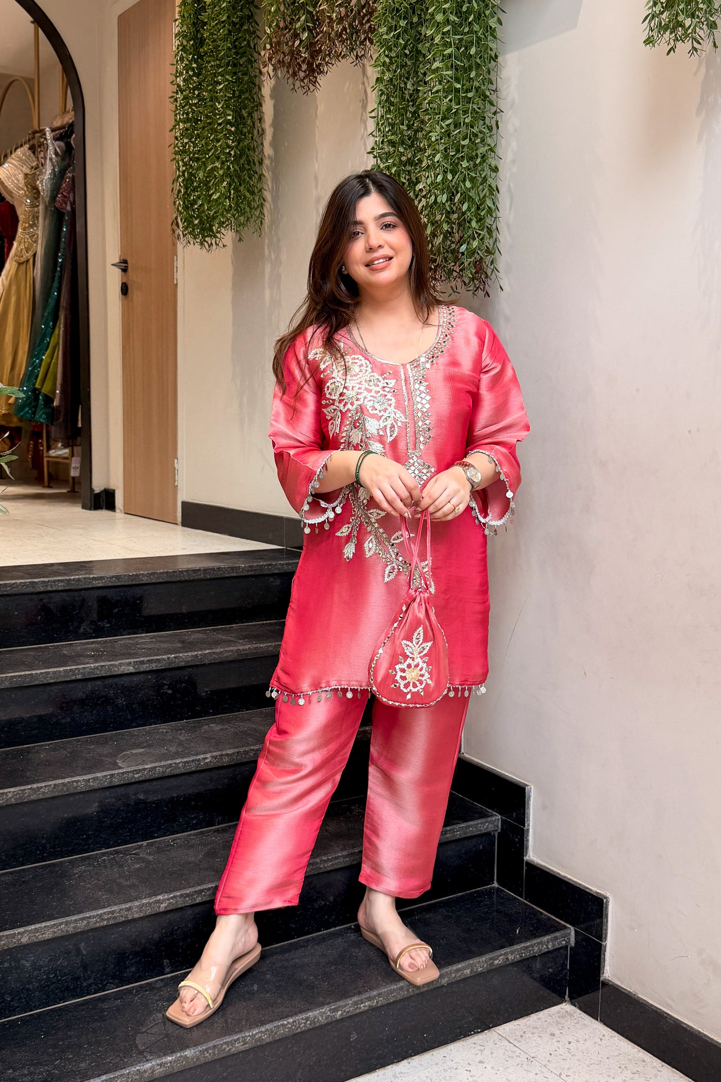 Ravisha Embroidered Co ord Set with Potli