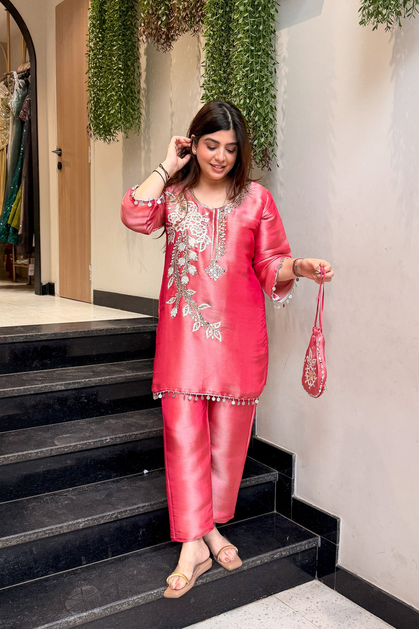 Ravisha Embroidered Co ord Set with Potli