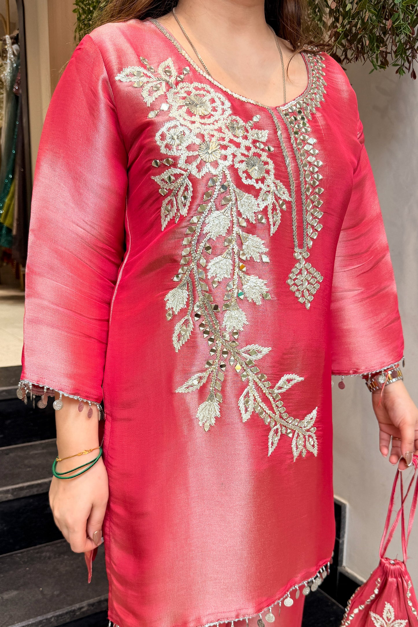 Ravisha Embroidered Co ord Set with Potli