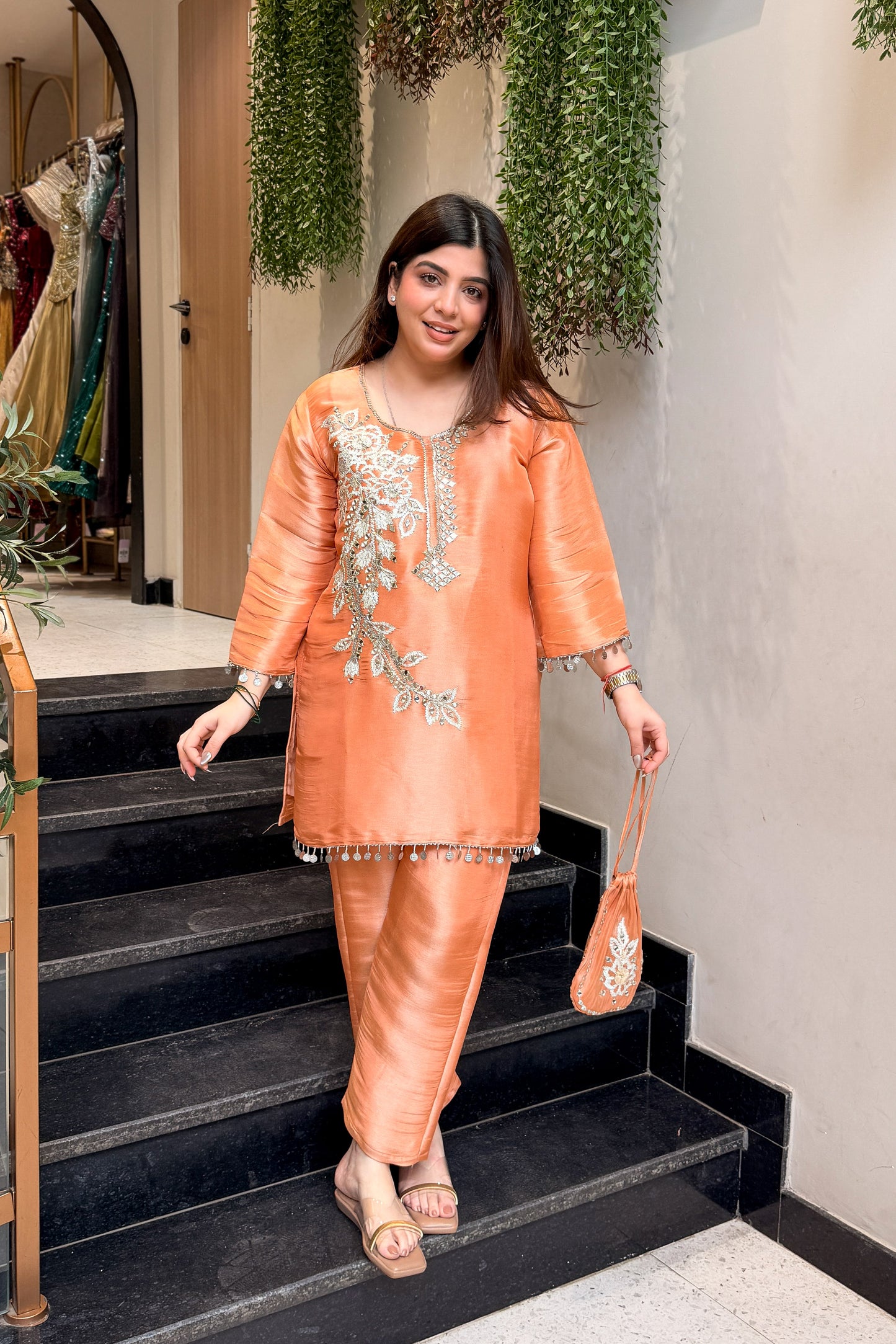 Ravisha Embroidered Co ord Set with Potli