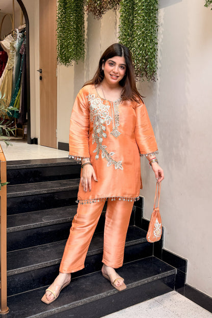 Ravisha Embroidered Co ord Set with Potli