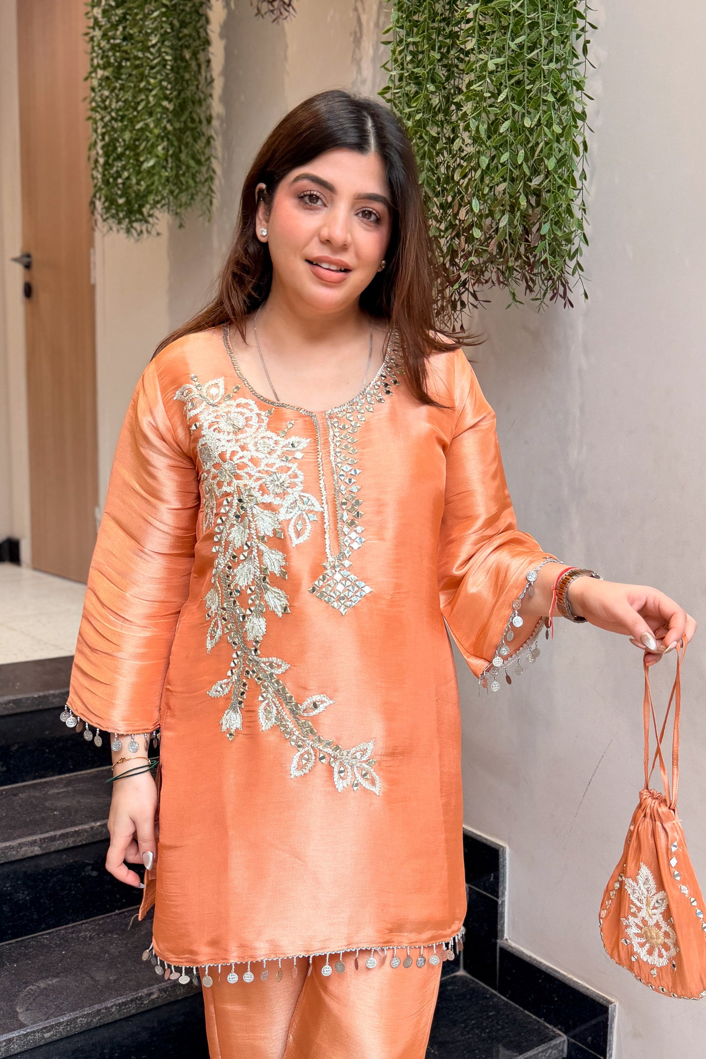 Ravisha Embroidered Co ord Set with Potli