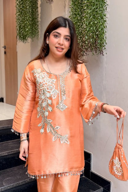 Ravisha Embroidered Co ord Set with Potli