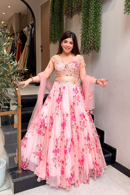Advisha Floral Hand Embroidered Lehenga