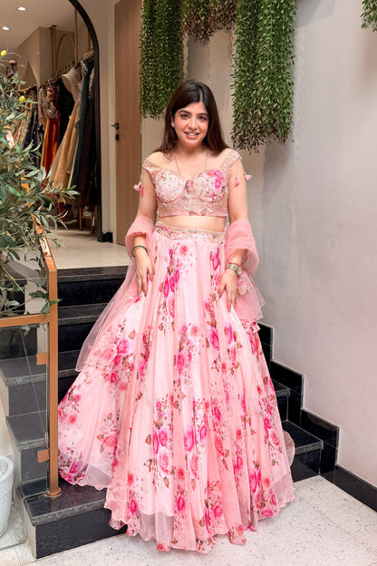 Advisha Floral Hand Embroidered Lehenga