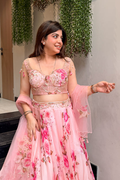 Advisha Floral Hand Embroidered Lehenga