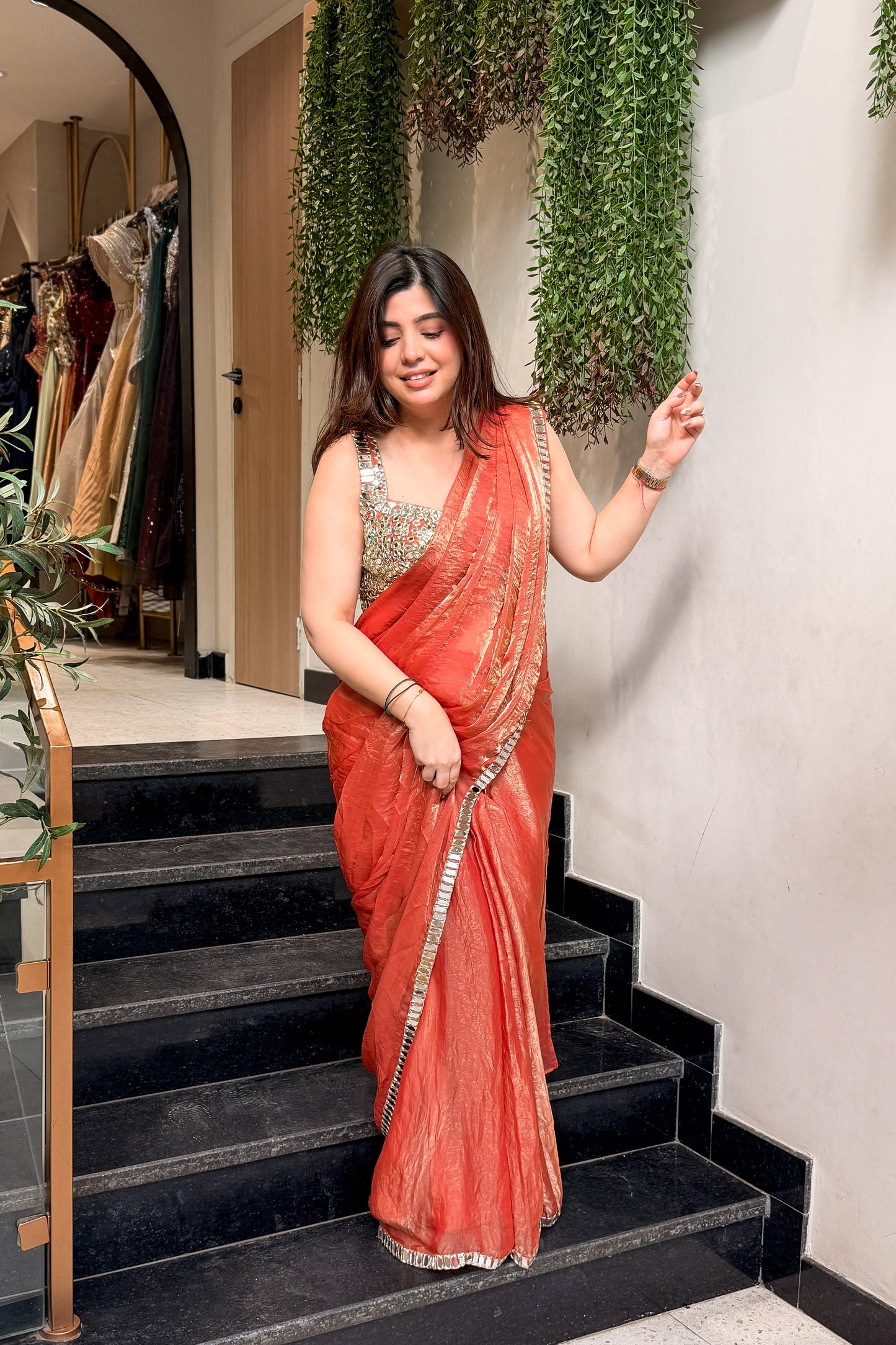 Saraya Mirror Work Drape Saree