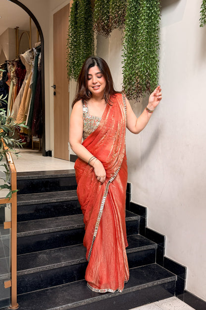 Saraya Mirror Work Drape Saree