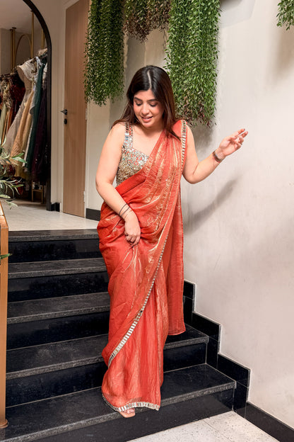 Saraya Mirror Work Drape Saree