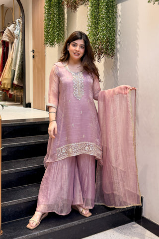 Zoya Embroidered Tissue Suit Set