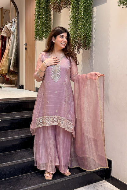 Zoya Embroidered Tissue Suit Set