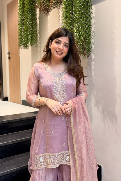 Zoya Embroidered Tissue Suit Set