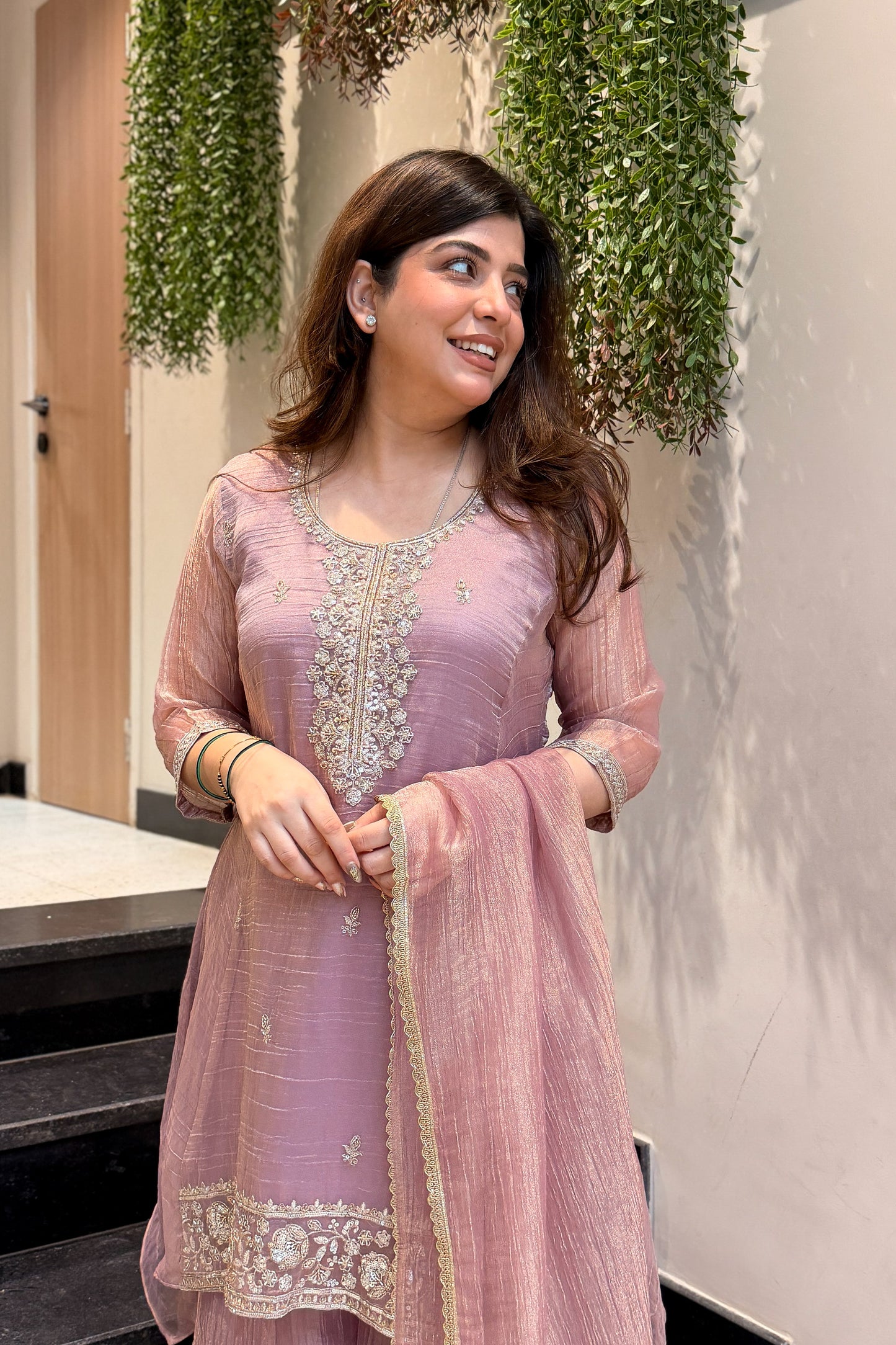 Zoya Embroidered Tissue Suit Set