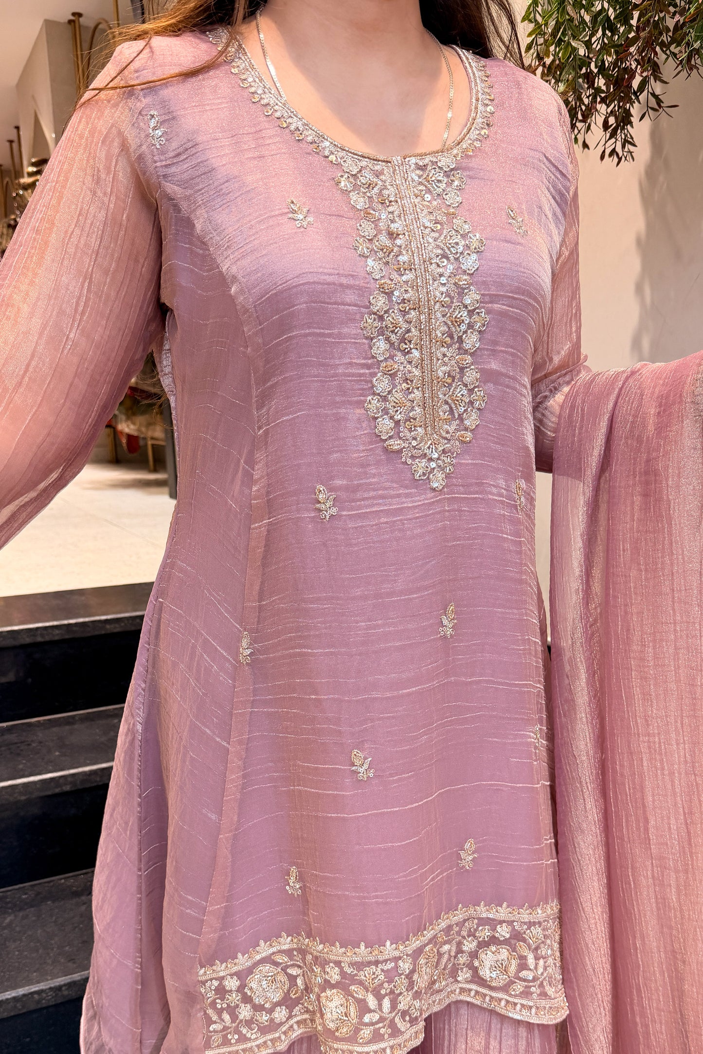 Zoya Embroidered Tissue Suit Set