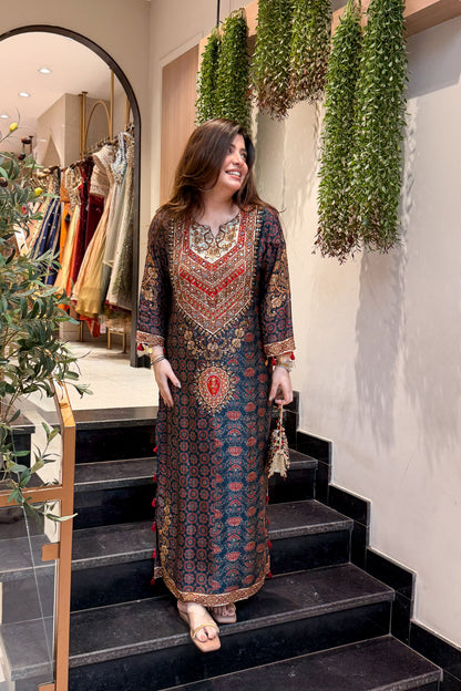 Rua Long Printed Plazo Set