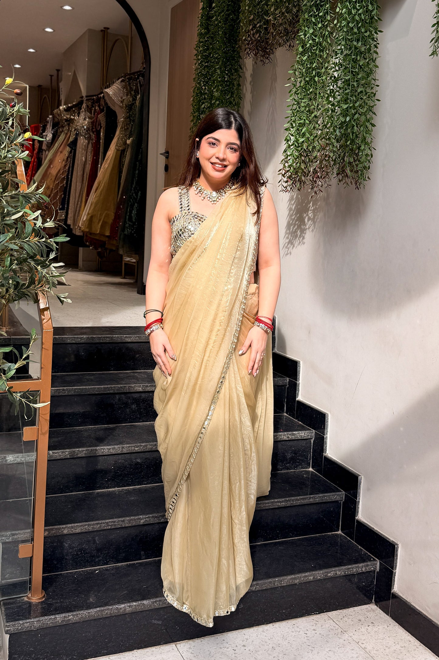 Ruvia Mirror Embroidered Drape Saree