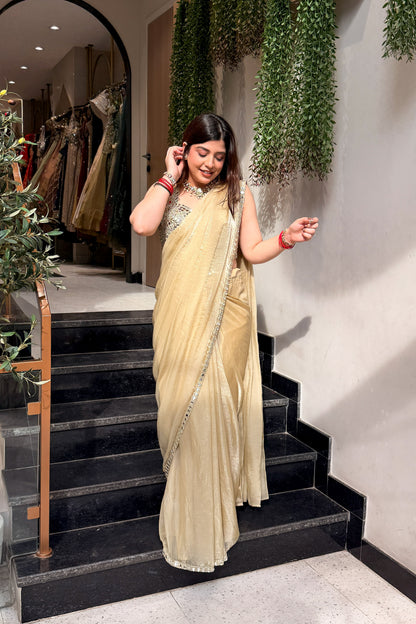 Ruvia Mirror Embroidered Drape Saree