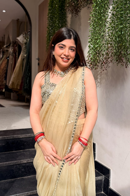 Ruvia Mirror Embroidered Drape Saree