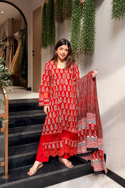 Pravita Floral Lace Work Suit Set