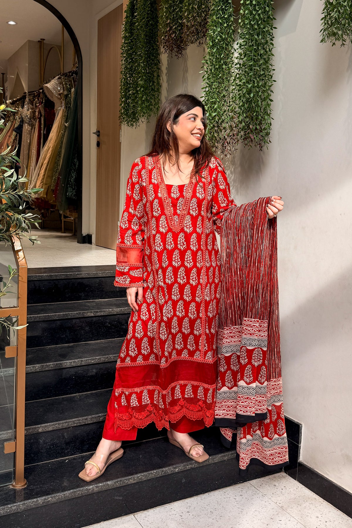 Pravita Floral Lace Work Suit Set