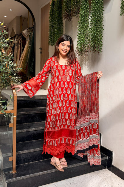 Pravita Floral Lace Work Suit Set