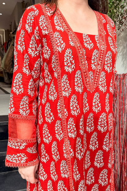 Pravita Floral Lace Work Suit Set