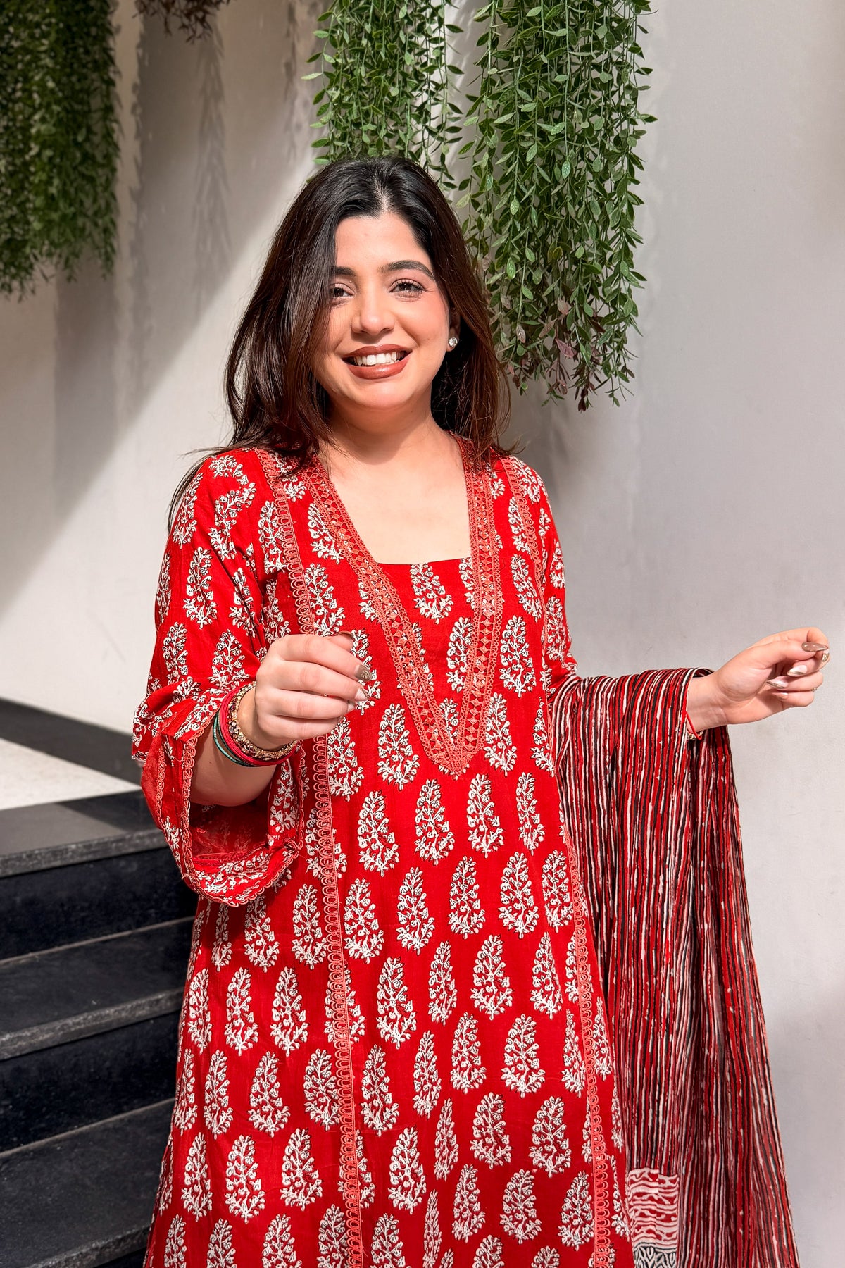 Pravita Floral Lace Work Suit Set