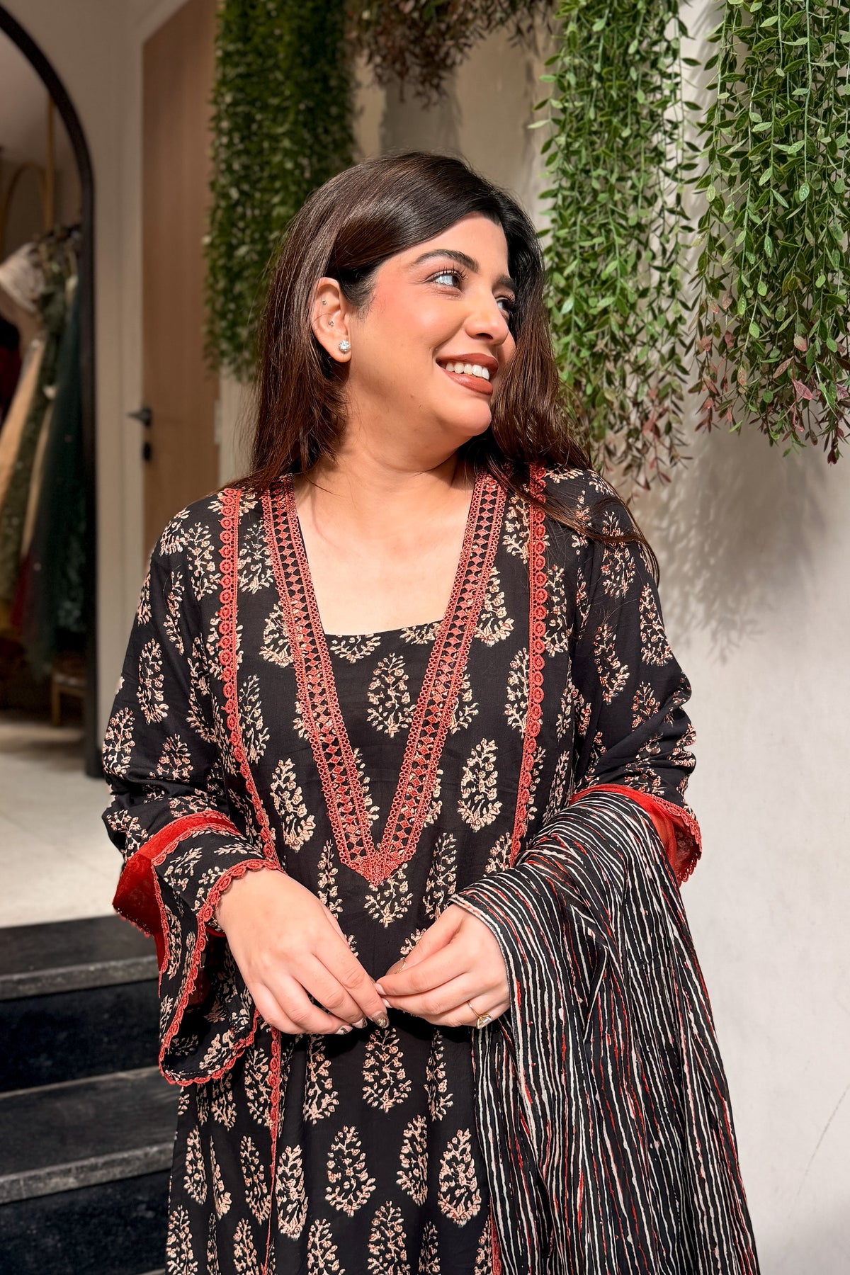 Pravita Floral Lace Work Suit Set