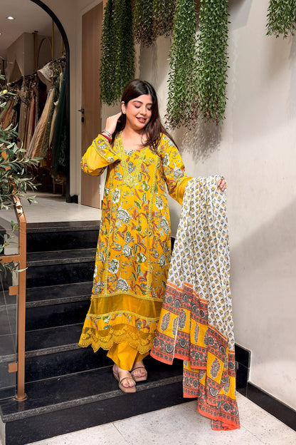 Pravita Floral Lace Work Suit Set