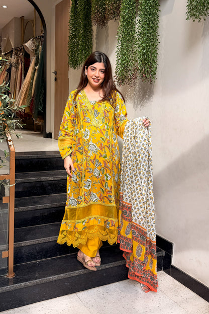 Pravita Floral Lace Work Suit Set