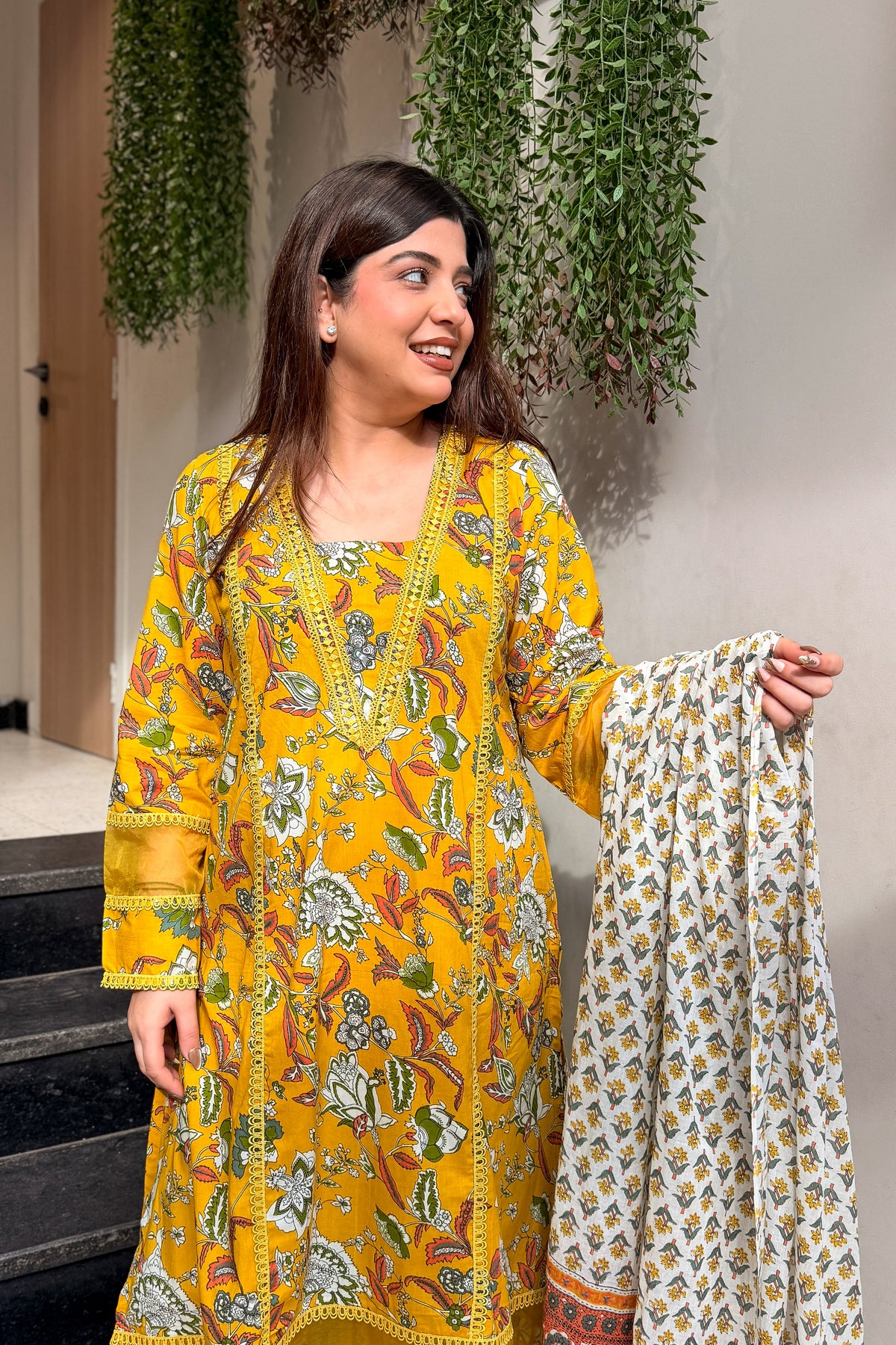 Pravita Floral Lace Work Suit Set