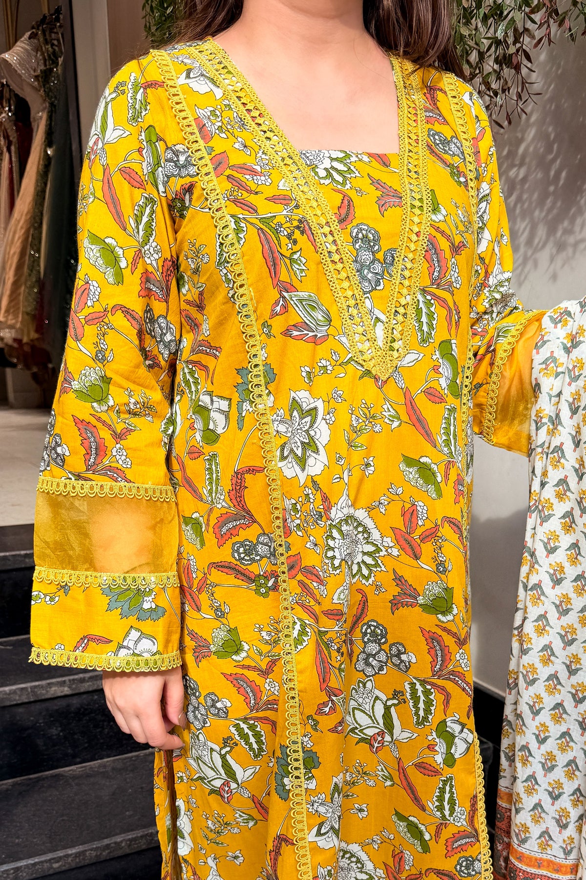 Pravita Floral Lace Work Suit Set