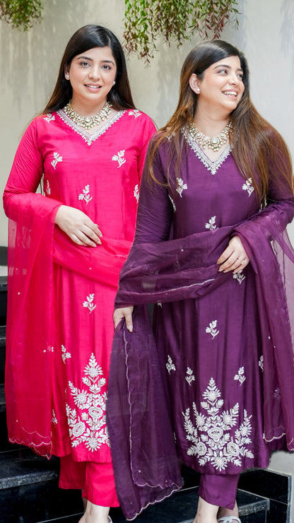 Naima Embroidered Silk Suit Set