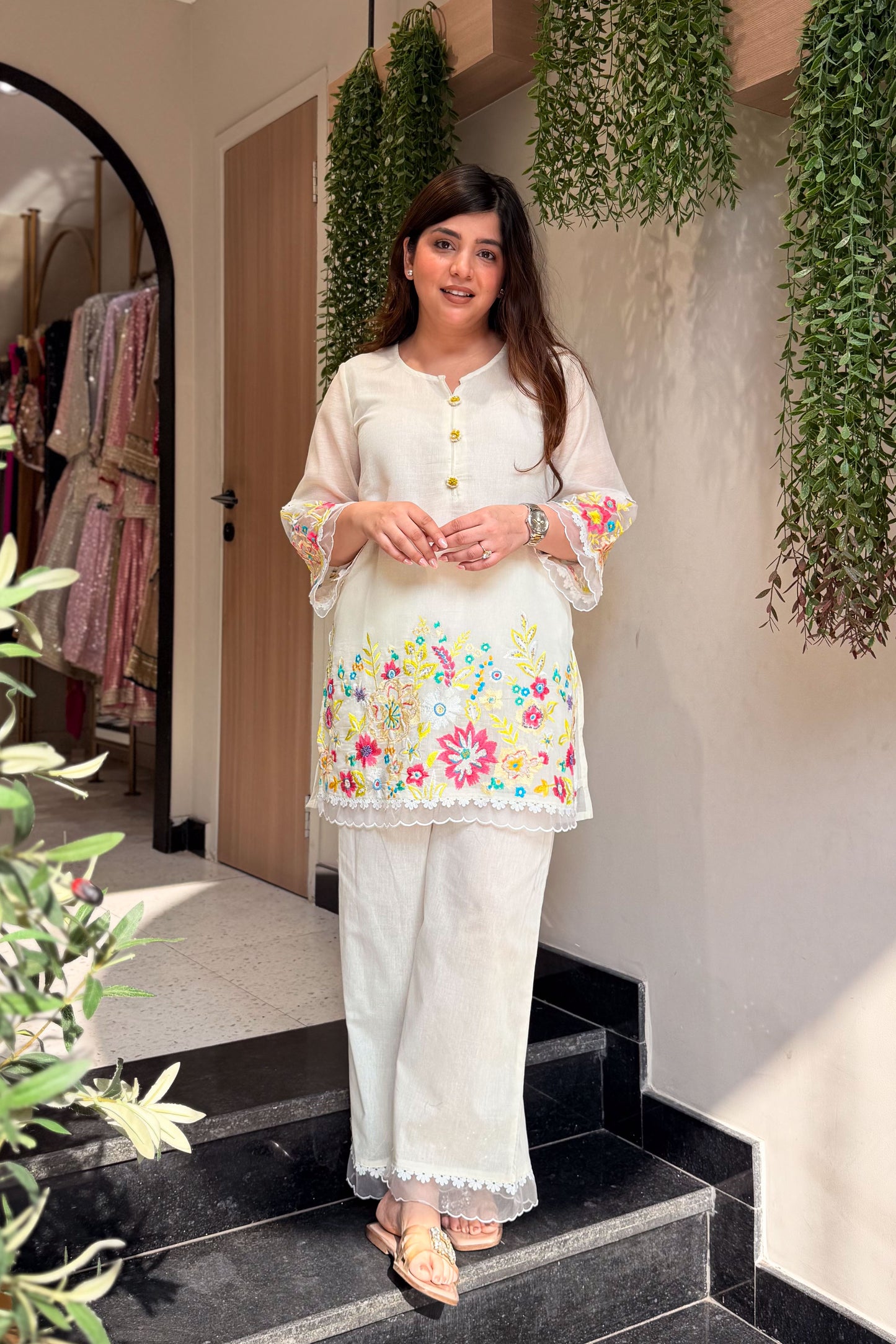 Zivara Floral Embroidered Co ord Set
