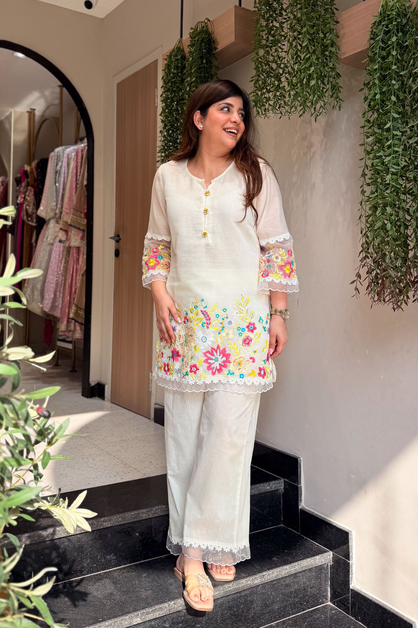Zivara Floral Embroidered Co ord Set