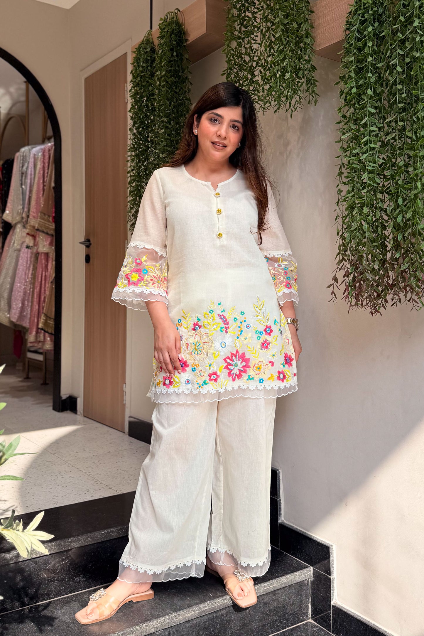 Zivara Floral Embroidered Co ord Set