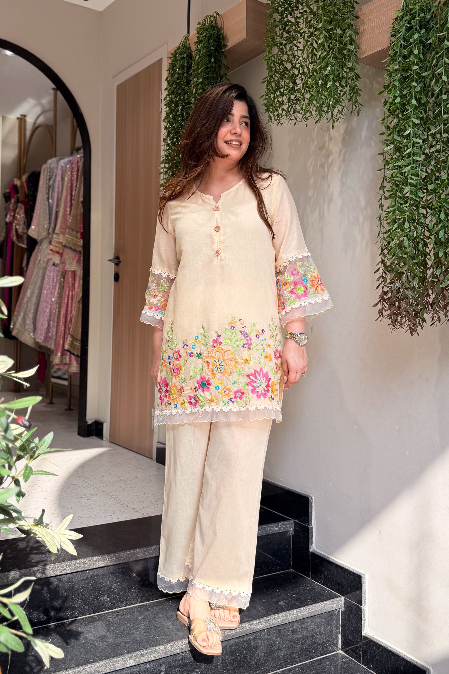 Zivara Floral Embroidered Co ord Set
