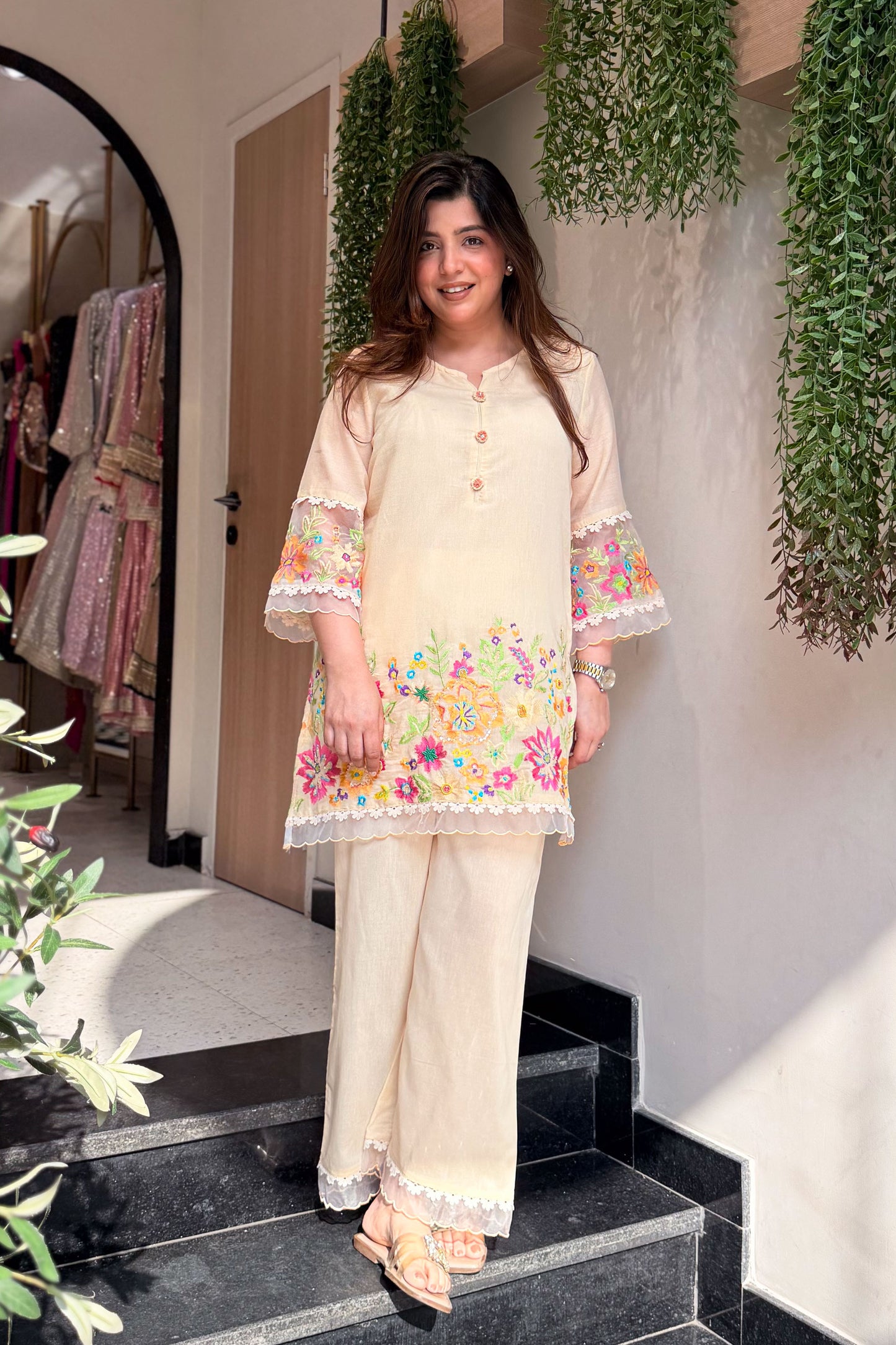 Zivara Floral Embroidered Co ord Set