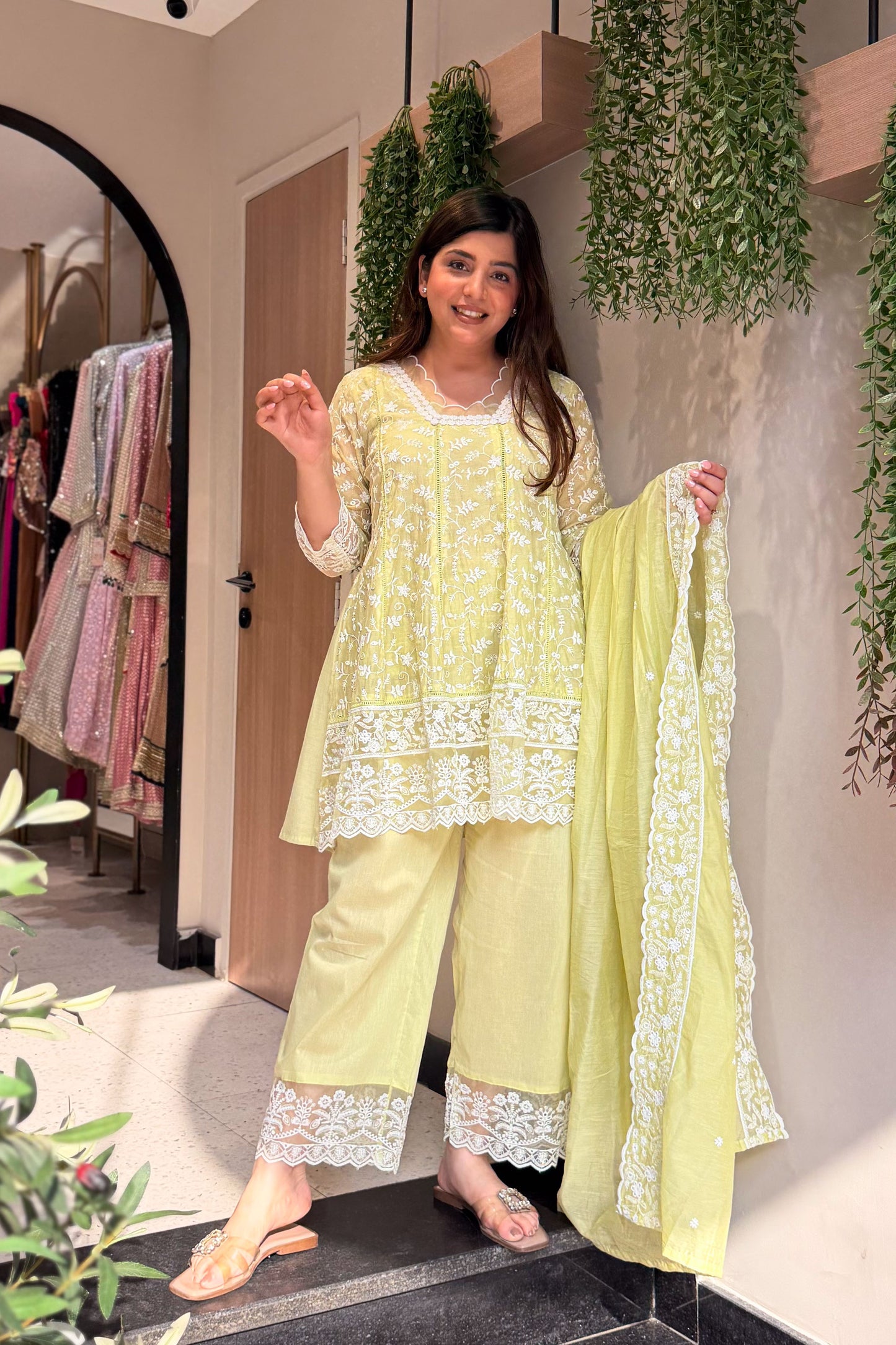 Ishmira Schiffli Short Anarkali Suit Set