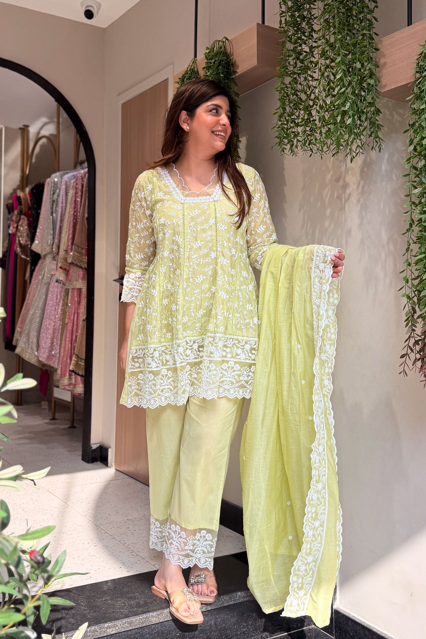 Ishmira Schiffli Short Anarkali Suit Set