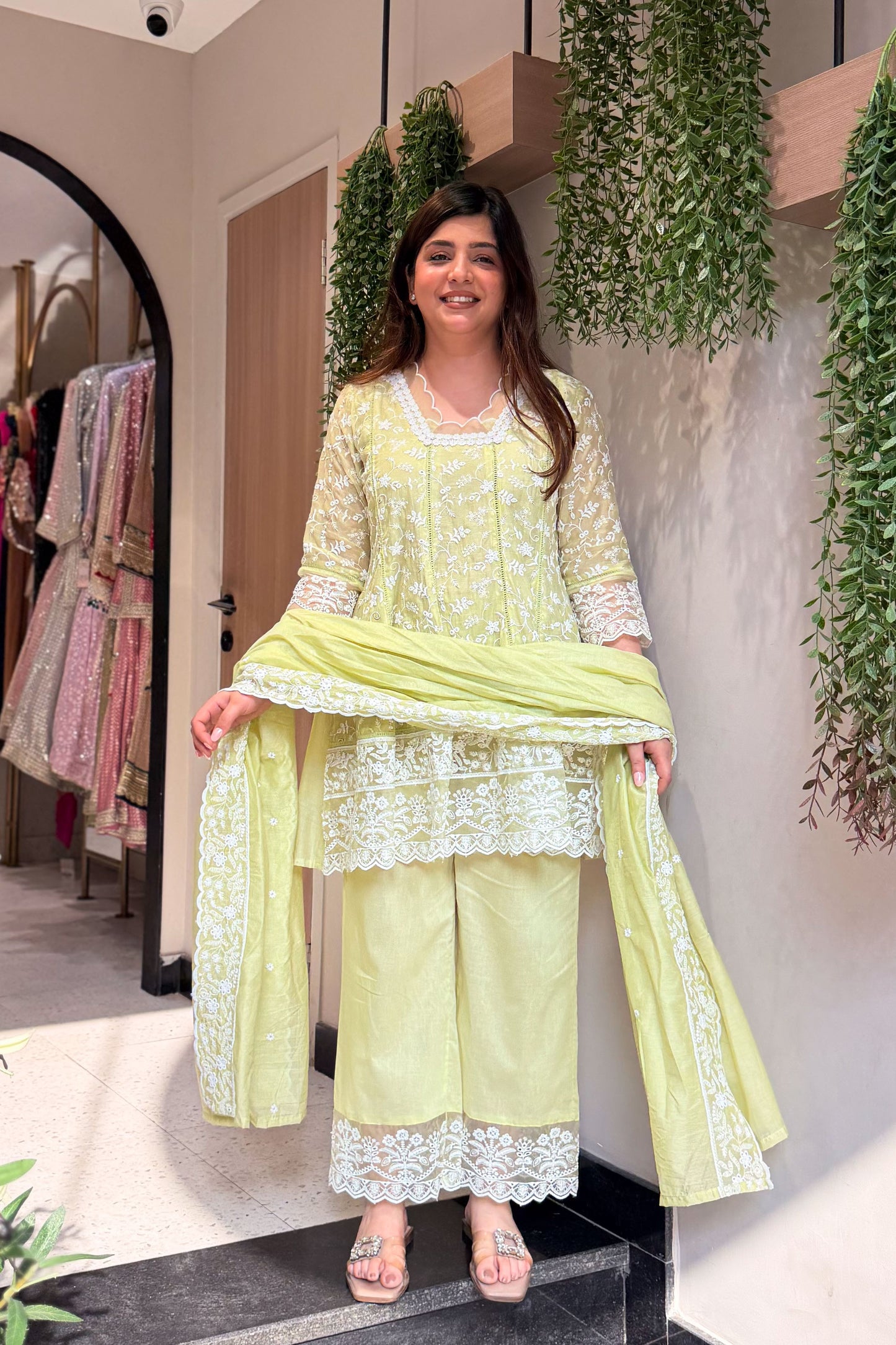 Ishmira Schiffli Short Anarkali Suit Set