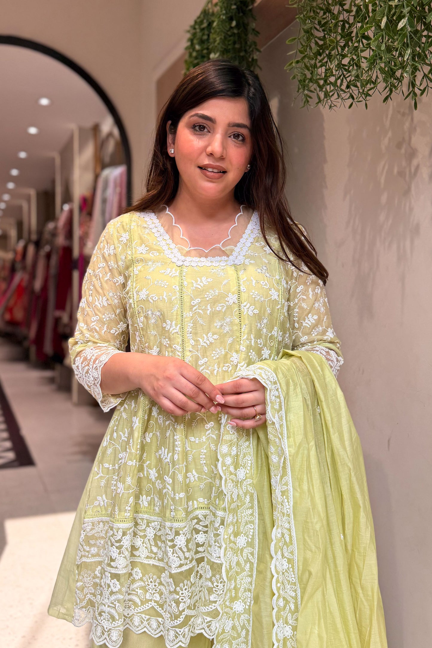 Ishmira Schiffli Short Anarkali Suit Set