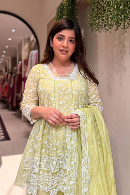 Ishmira Schiffli Short Anarkali Suit Set
